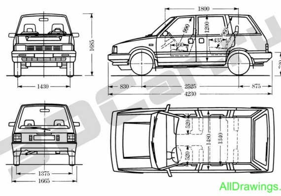 Nissan Praire - drawings (drawings) of the car